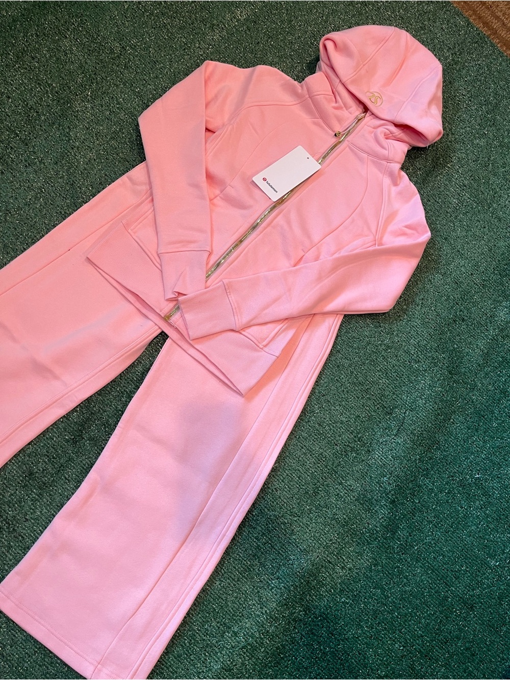 lululemon athletica Light Pink Hooded Zip Jumpsuit